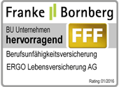 Hervorragende Unternehmensqualität bescheinigte Franke und Bornberg erneut ERGO als Berufsunfähigkeits-Versicherer.